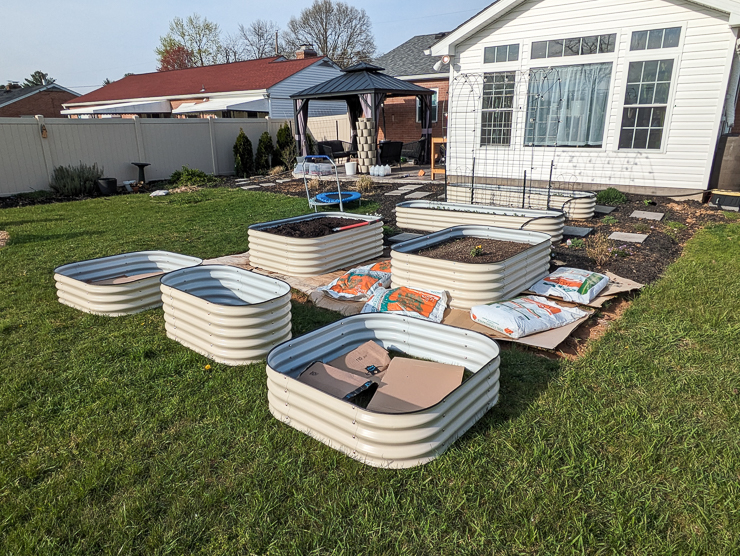 raised beds in a backyard