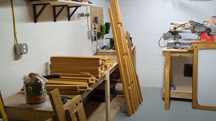 wood stacked in a basement