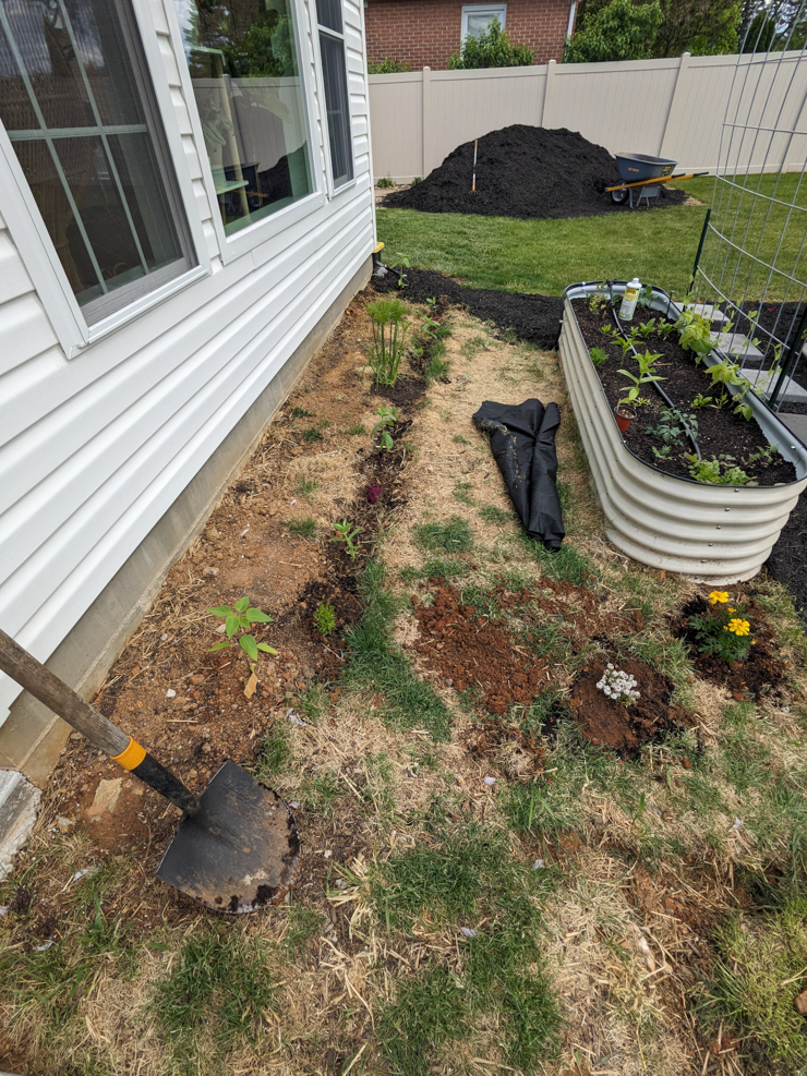 DIY landscaping around raised garden beds