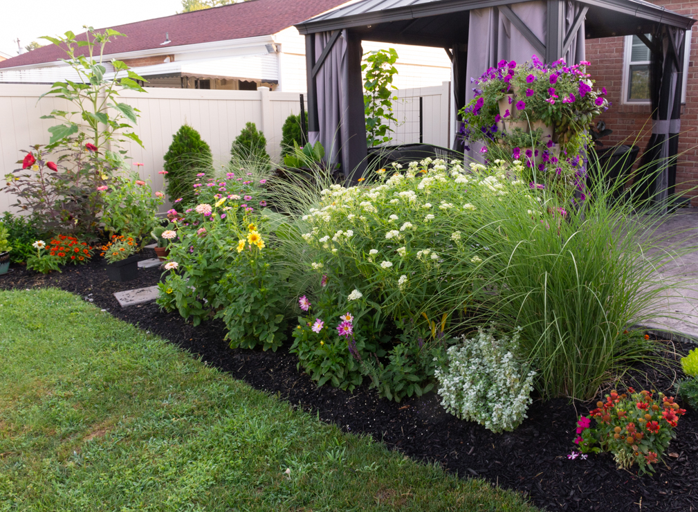 DIY landscaping around a concrete patio