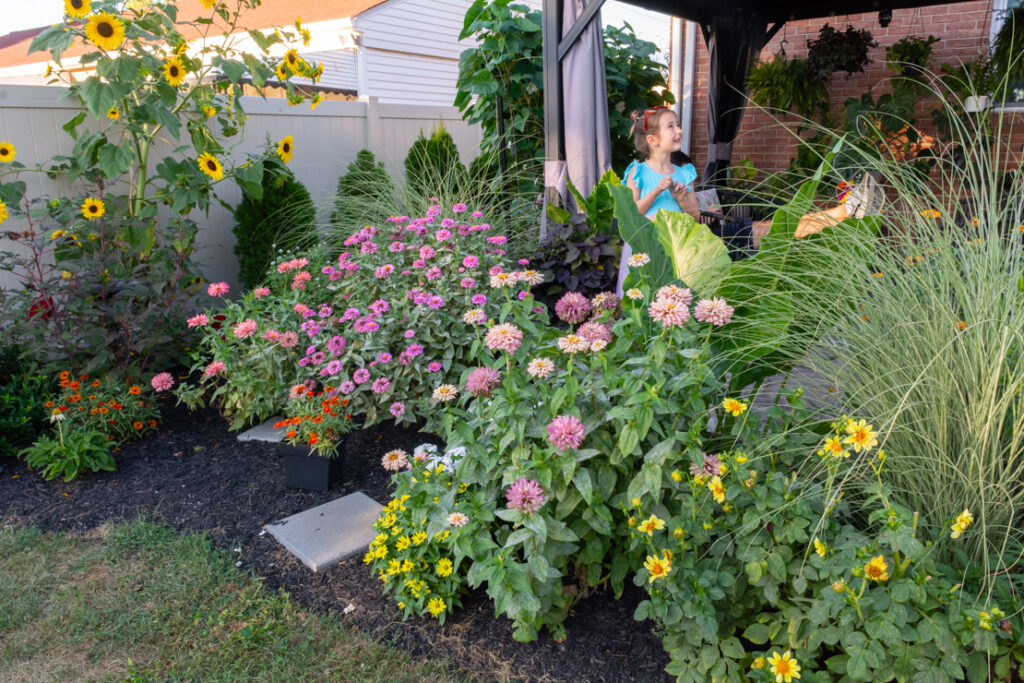 DIY landscaping around a concrete patio