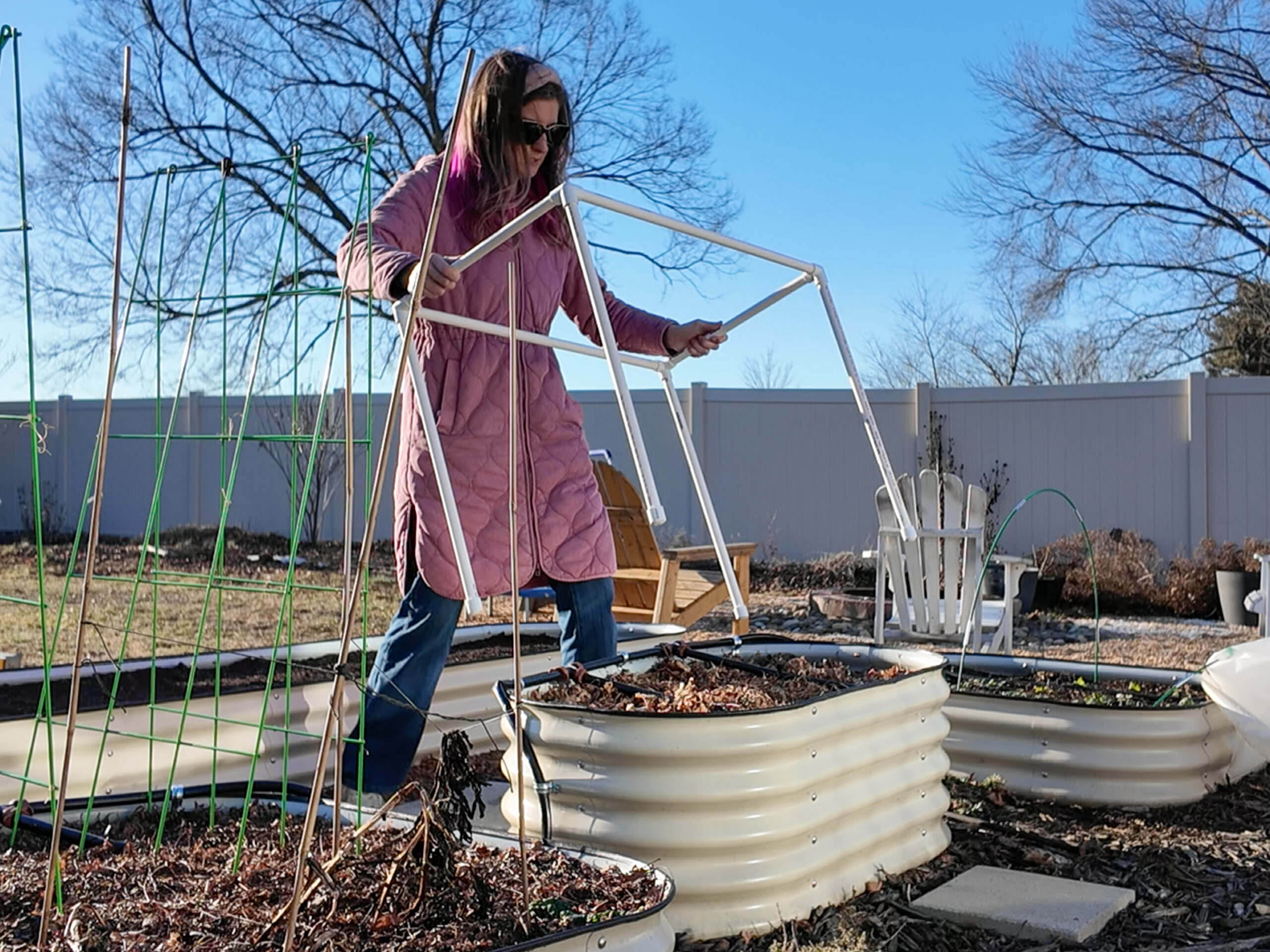 adding the cold frame to the bed