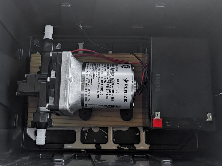 battery on a plastic utility box
