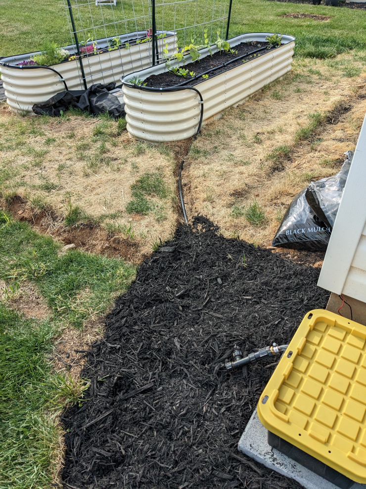 trenching the irrigation tubes