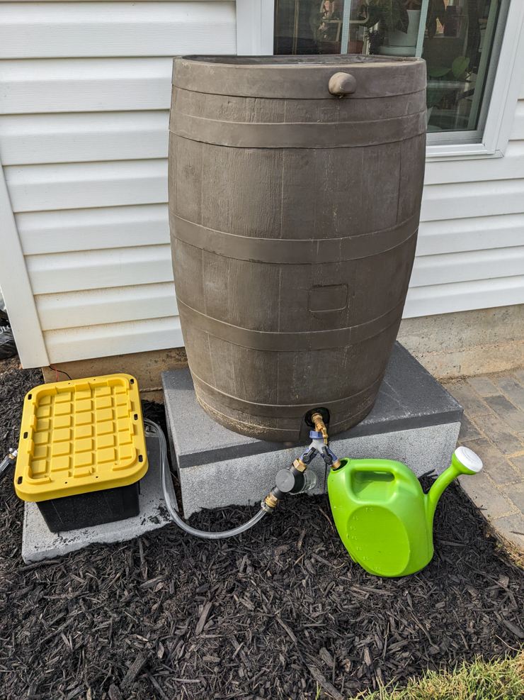 DIY solar-powered rain barrel irrigation system