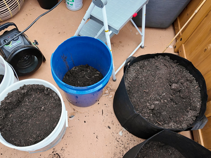 grow bags and buckets