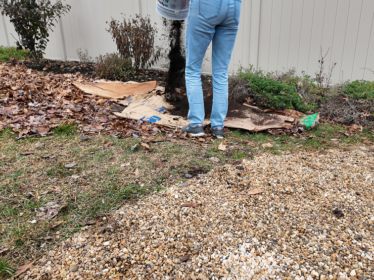 dumping compost on grass