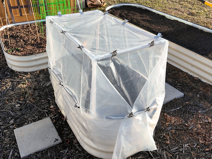 adding plastic to the pvc pipe cold frame