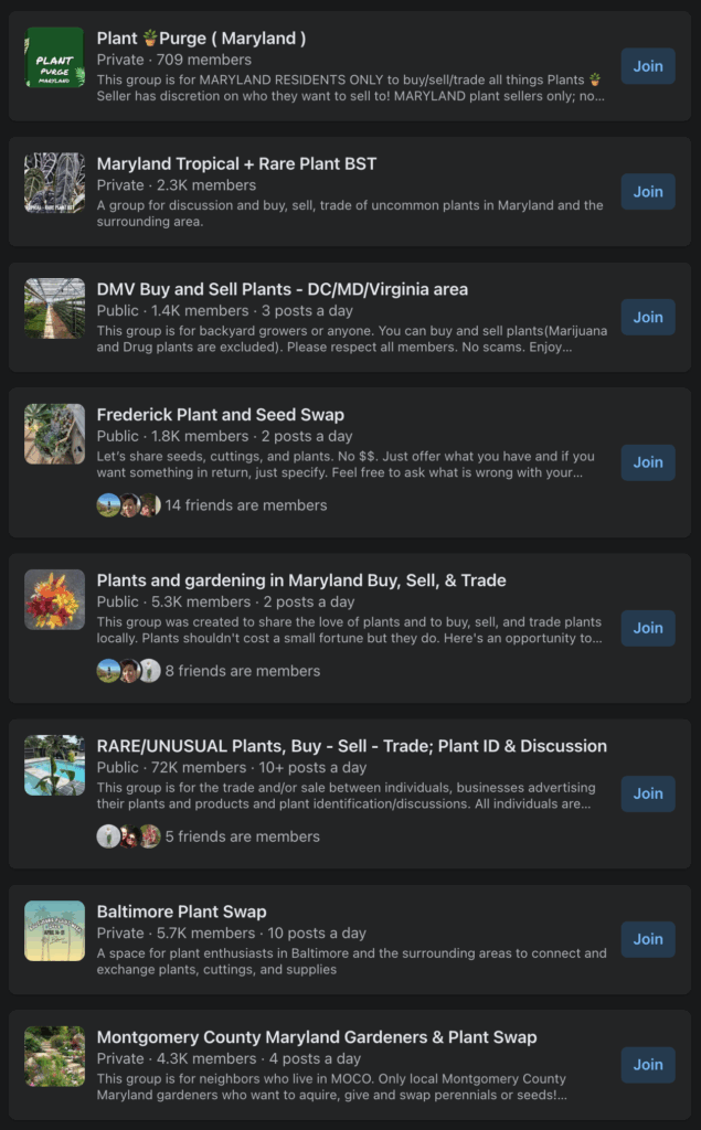 screenshot of facbeook events