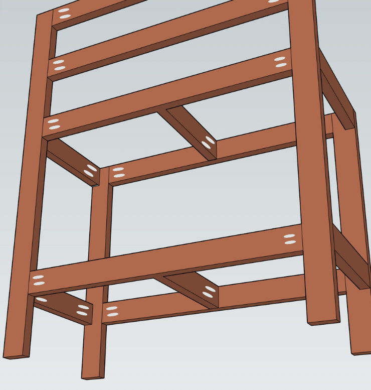 3D rendering of a potting bench