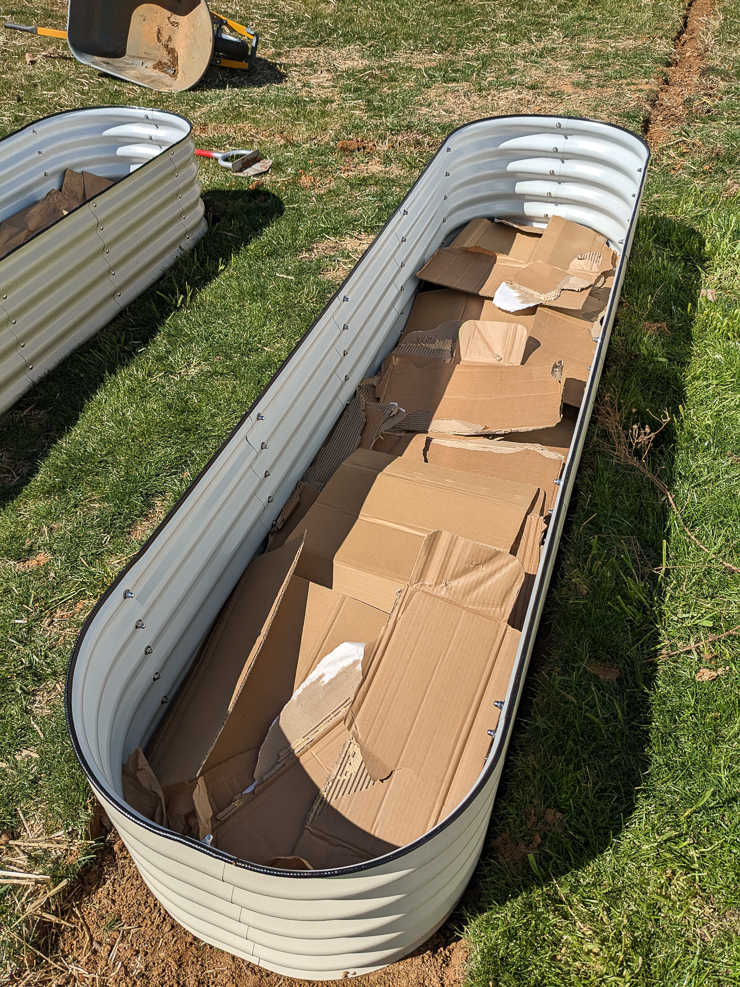 filling raised beds with cardboard