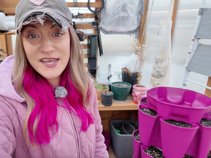 woman with a greenstalk